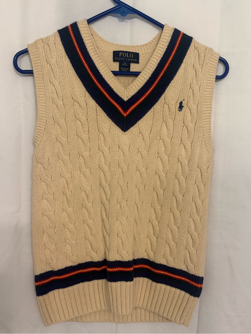 Polo Ralph Lauren Boys M 10-12 Cable Knit Sweater Vest Preppy